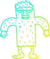cold gradient line drawing cartoon bigfoot creature vector