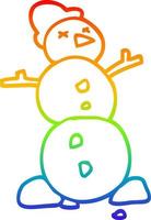 rainbow gradient line drawing cartoon traditional snowman vector