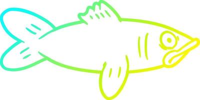 pescado de dibujos animados de dibujo de línea de gradiente frío vector