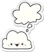 cute cartoon cloud and thought bubble as a printed sticker vector