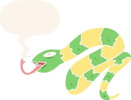 cartoon hissing snake and speech bubble in retro style vector