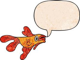 cartoon fighting fish and speech bubble in retro texture style vector