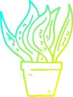 cold gradient line drawing cartoon house plant vector