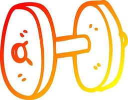 warm gradient line drawing cartoon gym weights vector