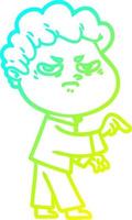 cold gradient line drawing cartoon angry man vector