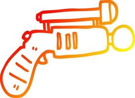 warm gradient line drawing cartoon ray gun vector