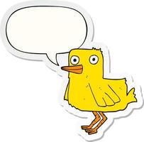 cartoon duck and speech bubble sticker vector