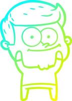 cold gradient line drawing cartoon happy man vector