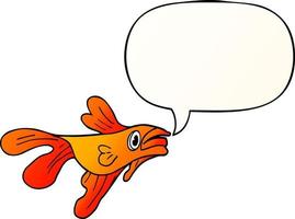 cartoon fighting fish and speech bubble in smooth gradient style vector