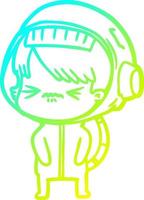 cold gradient line drawing angry cartoon space girl vector