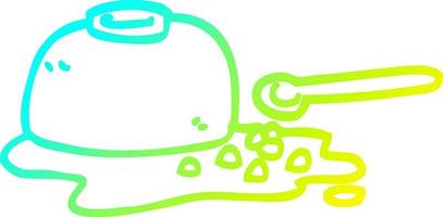 cold gradient line drawing cartoon spilt cereal bowl vector