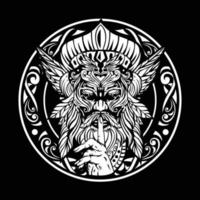 Warrior Head Tattoo Illustration vector