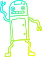 cold gradient line drawing cartoon robot vector