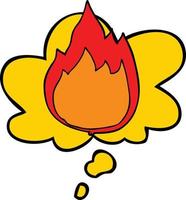 cartoon fire and thought bubble vector