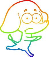 rainbow gradient line drawing cartoon unsure elephant running away vector