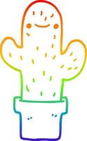 rainbow gradient line drawing cartoon cactus vector