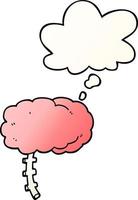 cartoon brain and thought bubble in smooth gradient style vector