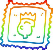 sello de cartón de dibujo de línea de gradiente de arco iris vector