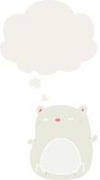 cartoon polar bear and thought bubble in retro style vector