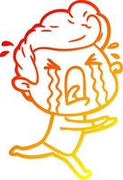 warm gradient line drawing cartoon crying man vector