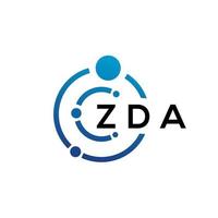 ZDA letter technology logo design on white background. ZDA creative initials letter IT logo concept. ZDA letter design. vector