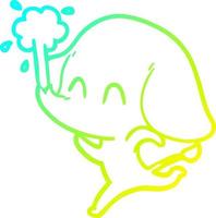 cold gradient line drawing cute cartoon elephant spouting water vector