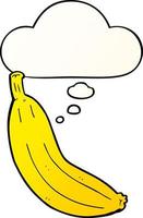 cartoon banana and thought bubble in smooth gradient style vector