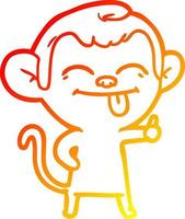 warm gradient line drawing funny cartoon monkey vector