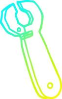 cold gradient line drawing cartoon spanner tool vector