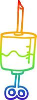 rainbow gradient line drawing cartoon medical syringe vector