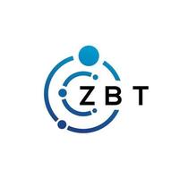 ZBT letter technology logo design on white background. ZBT creative initials letter IT logo concept. ZBT letter design. vector