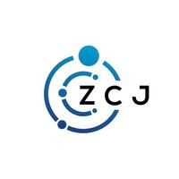 ZCJ letter technology logo design on white background. ZCJ creative initials letter IT logo concept. ZCJ letter design. vector