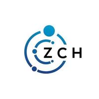 ZCH letter technology logo design on white background. ZCH creative initials letter IT logo concept. ZCH letter design. vector