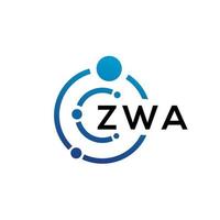 ZWA letter technology logo design on white background. ZWA creative initials letter IT logo concept. ZWA letter design. vector