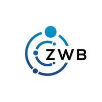 ZWB letter technology logo design on white background. ZWB creative initials letter IT logo concept. ZWB letter design. vector