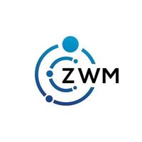 ZWM letter technology logo design on white background. ZWM creative initials letter IT logo concept. ZWM letter design. vector