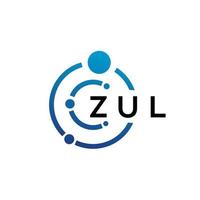 diseño de logotipo de tecnología de letra zul sobre fondo blanco. zul creative initials letter it logo concepto. diseño de letras azules. vector