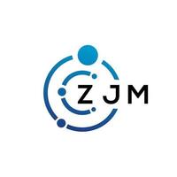 ZJM letter technology logo design on white background. ZJM creative initials letter IT logo concept. ZJM letter design. vector