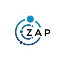 ZAP letter technology logo design on white background. ZAP creative initials letter IT logo concept. ZAP letter design. vector