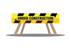 Under Construction Road Barrier Vector Illustration Isolated On White Background