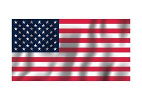 Realistic American Flag Isolated on White Background Vector Illustration