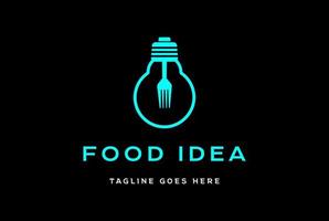 Light Bulb with Fork for Food Idea Innovation Logo Design Vector