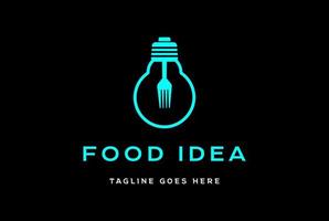 Light Bulb with Fork for Food Idea Innovation Logo Design Vector