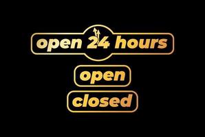 24 Hours Open or Closed Text Type Font Word Typography Vector Illustration