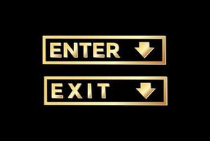 Golden Enter and Exit Sign Symbol Mark Illustration Vector