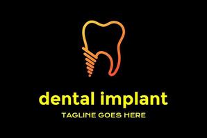 Simple Minimalist Modern Dental Implant Line Outline Logo Design Vector