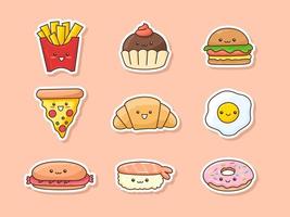 Kawaii Food Sticker Set vector
