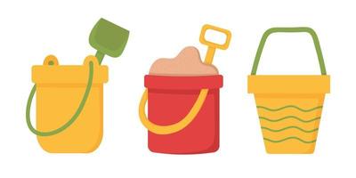 Children's bucket for playing in the sand. Doodle flat clipart. All objects are repainted. vector