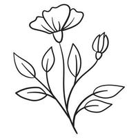 Doodle flower branch, cute and unusual bud, can be used to decorate postcards, business cards or as an element for design vector