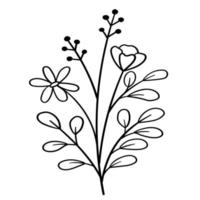 Doodle flower branch, cute and unusual bud, can be used to decorate postcards, business cards or as an element for design vector